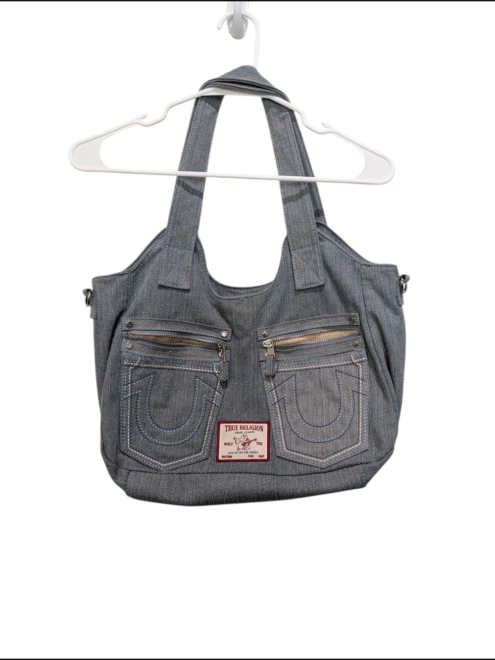 True Religion Denim Look Large Tote Bag Boho Patchwork Y2k
